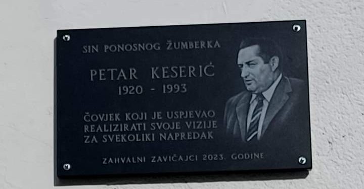 Spomen ploča Petru Keseriću kao zahvala za brigu o Žumberku