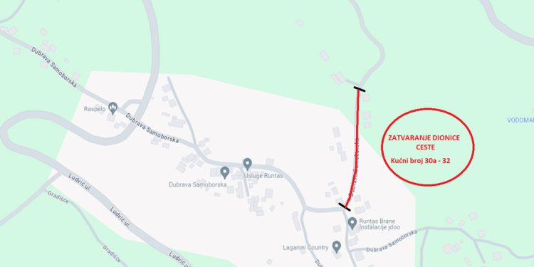 Zatvoren promet u dijelu Dubrave Samoborske