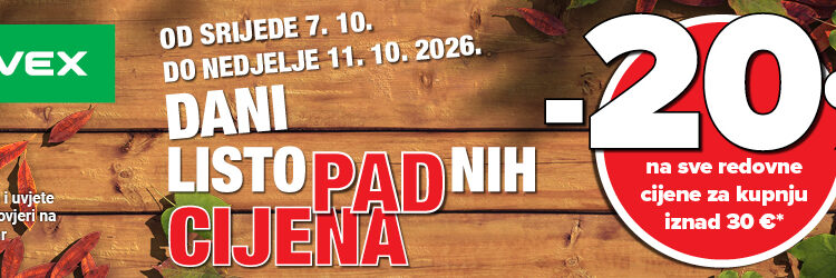 20% popusta u PEVEX-u do nedjelje na sve redovne cijene